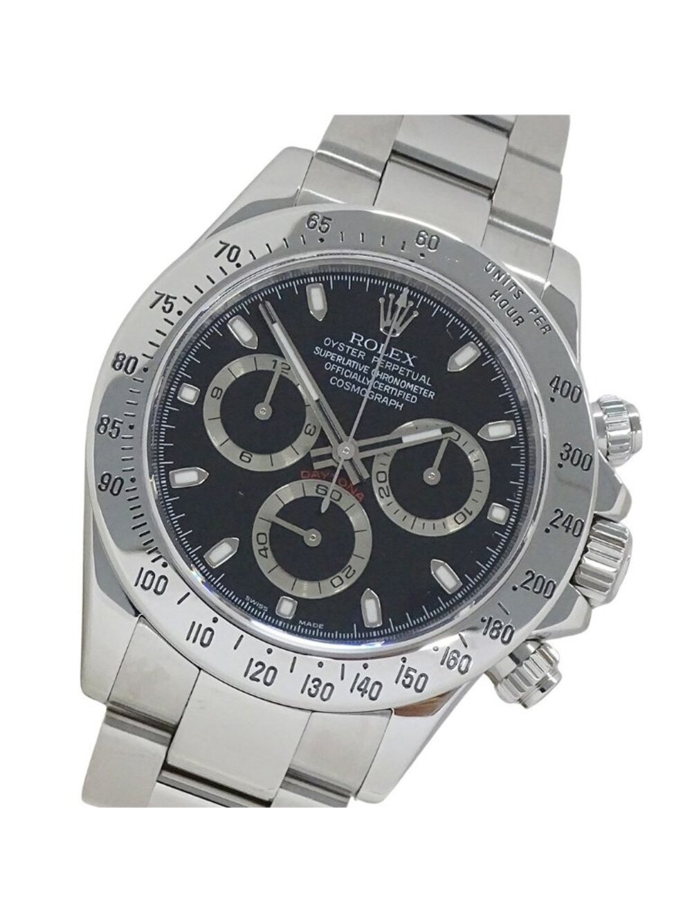 Rolex Cosmograph Daytona Watch Automatic Stainless Steel Silver Black